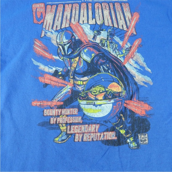 STAR WARS THE MANDALORIAN BABY YODA T-SHIRT BLUE MENS SIZE XL - Picture 2 of 4